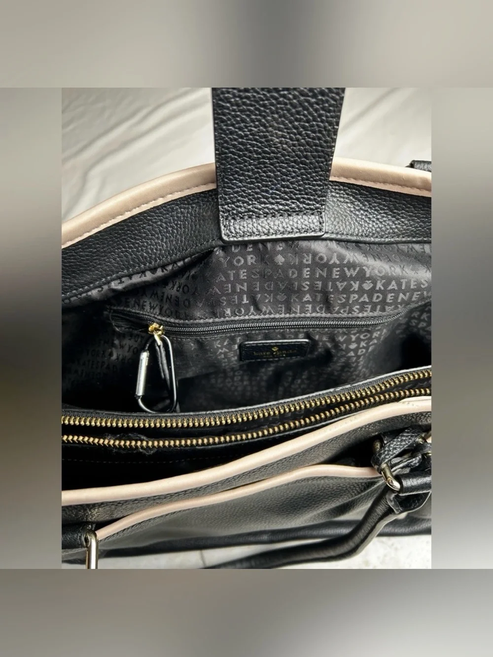 kate spade Black Tote with Cream Trim and Tassel